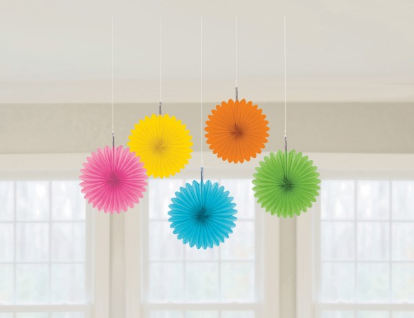 5 Bunte Papierrosetten Juliane 15cm