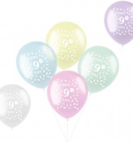 6 Happy 9th B-Day Latexballons 33cm