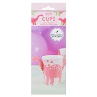 Vorschau: 8 Pink Dino Party Becher 250ml