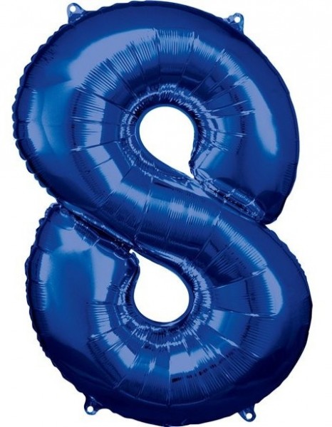 Blauer Zahl 8 Folienballon 86cm