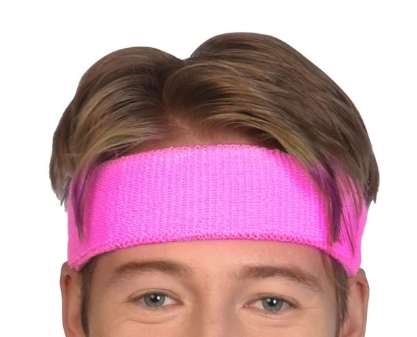 Pinkes 80er Jahre Schweißbänder Set 3