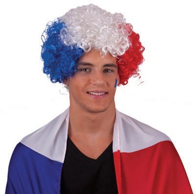 Frankreich Fan Afro Perücke