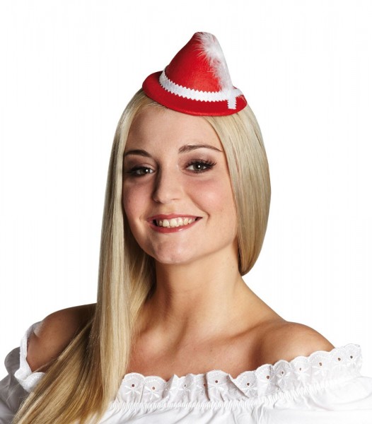 Bayrischer Minihut mit Feder in Rot