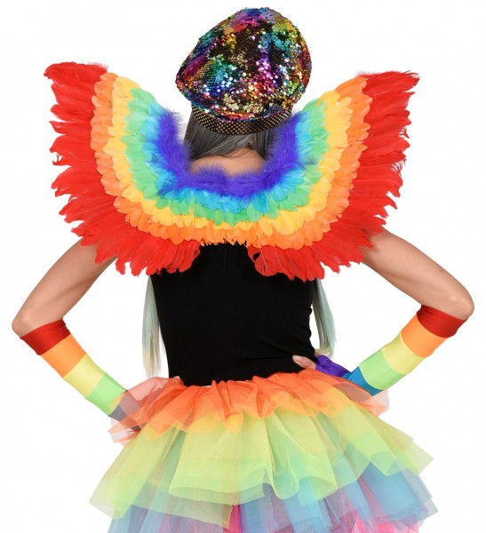 Regenbogen Paillettenmütze mit Haar 3