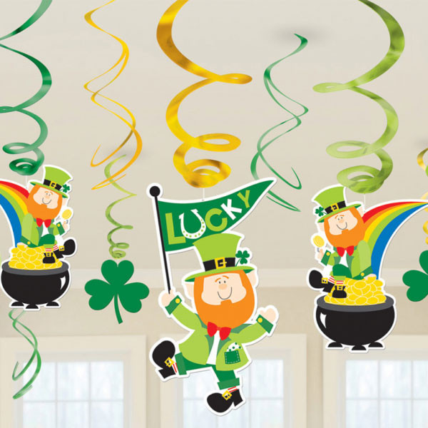 12 St.Patrick Leprechaun Spiral Hänger 25cm