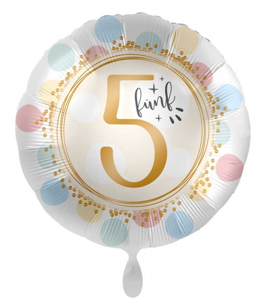5. Geburtstag Folienballon soft Dots 45cm