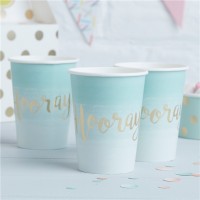 8 Türkise Ombré Hoorey Pappbecher 255ml