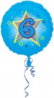 Folienballon Zahl 6 in Hellblau