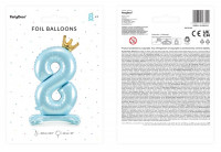 Vorschau: Babyblue Zahl 8 stehender Folienballon