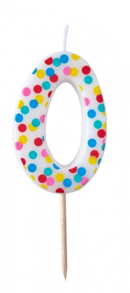 Bunte Mix & Match Zahl 0 Tortenkerze 9cm