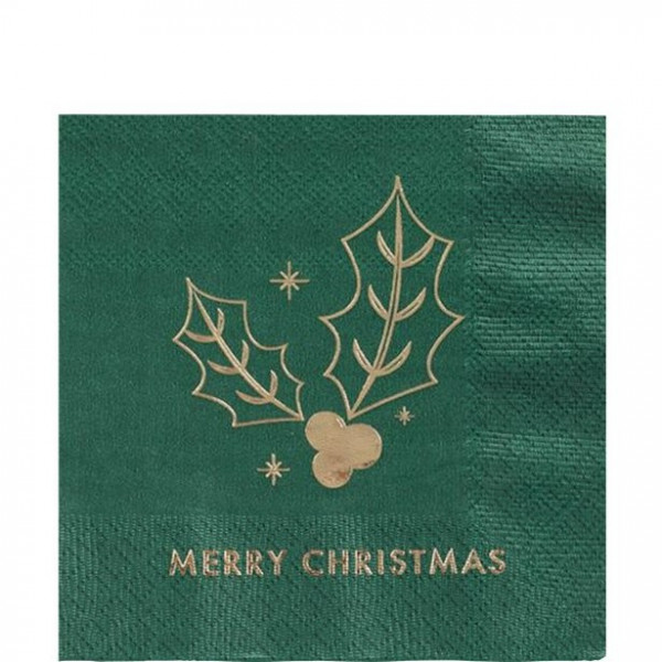 16 Grüne Holy Christmas Servietten 25cm