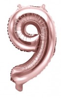 Metallic Zahlenballon 9 roségold 35cm