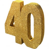 Tischdeko glitzernde Zahl 40 gold 20cm