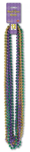 12 Bunte Mardi Gras Perlenhalsketten
