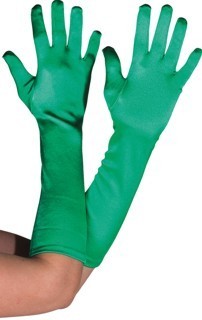 Grüne Satin Handschuhe 40 cm 2