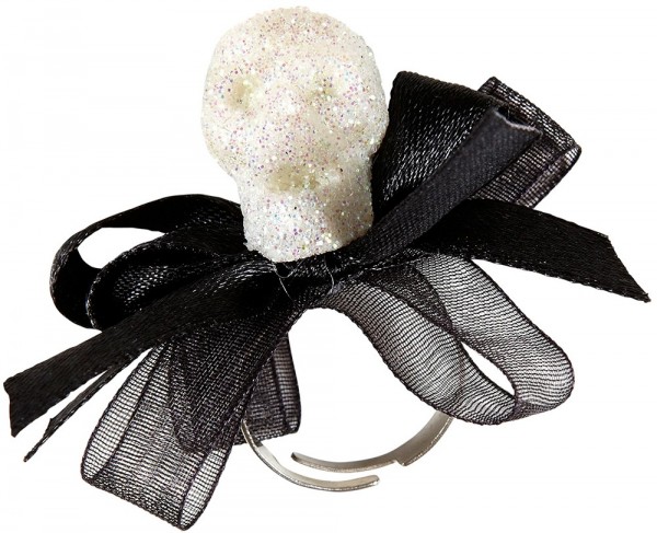 Glitzer Totenkopf Ring Mit Schleife