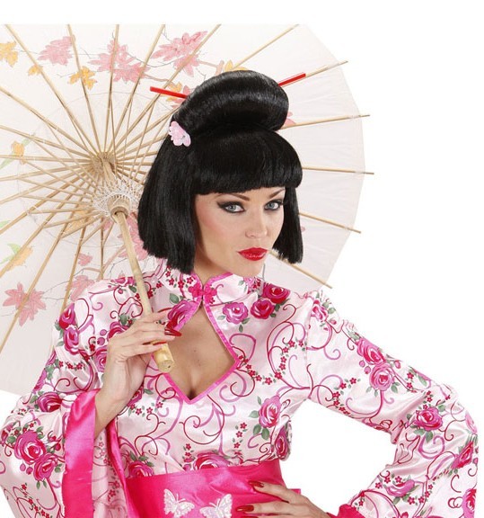 Geisha Perücke MIt Blüte