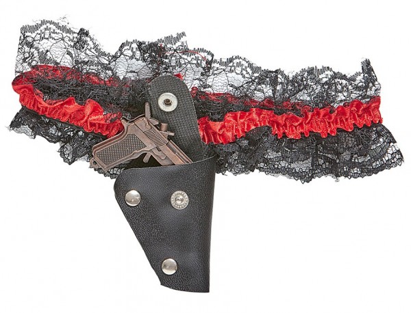 Spitzen-Strumpfband mit Mini-Pistole