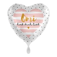 Omi hab dich lieb Herz Folienballon 43cm