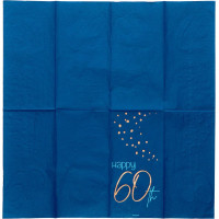 Vorschau: 10 Elegant Blue 60th Birthday Servietten 33cm