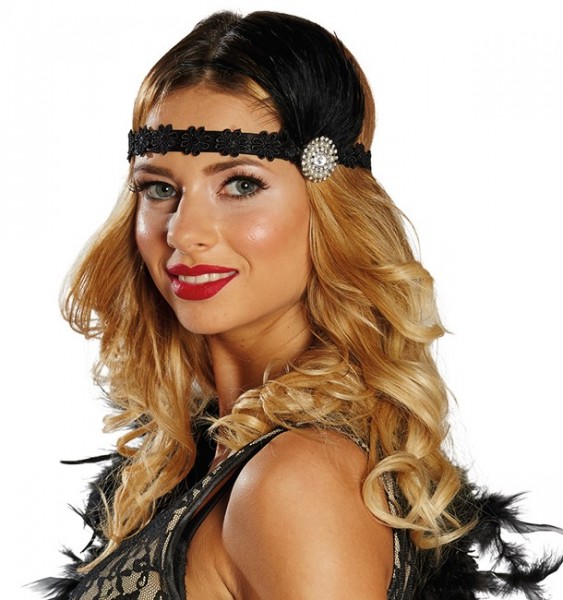 Schwarzes Charleston Stirnband Mit Glitzerbrosche