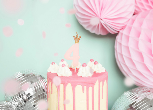 Birthday Queen Zahl 4 Tortenkerze 9,5cm 2