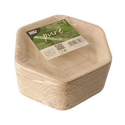 50 Zuckerrohr Fingerfood Teller 6-eckig natur 2