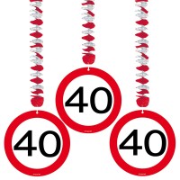 3 Verkehrsschild 40 Spiralhänger 75cm