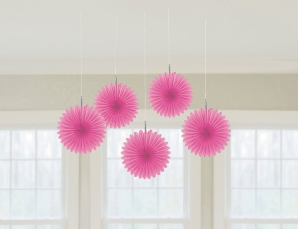 5 Rosa Papierrosetten Juliane 15cm