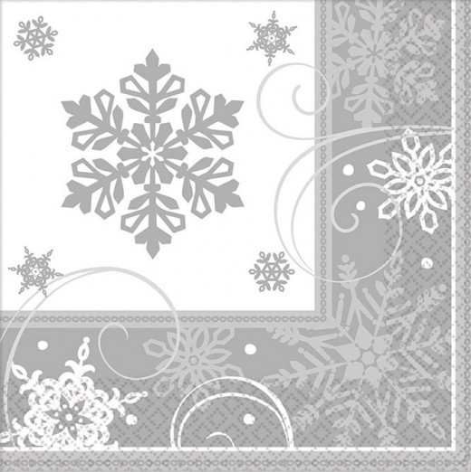 16 Schneeflocken Land Servietten 33cm