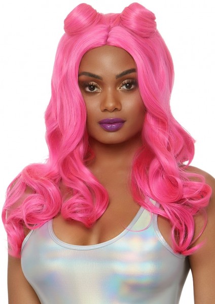 Neon UV Perücke für Damen in Pink