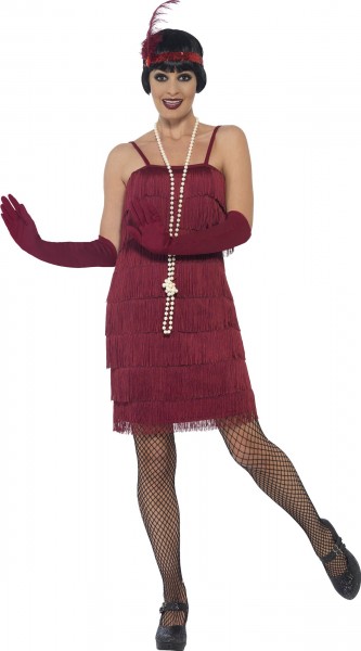 Flippiges 20er Jahre Fransenkleid Weinrot