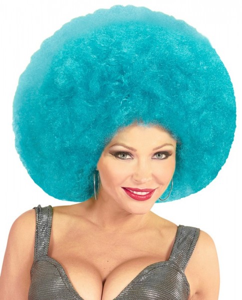 Hellblaue XXL Afro Perücke