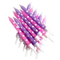 12 Einhorn Tortenkerzen Lila und Pink