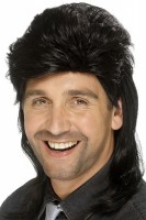 Schwarze Vokuhila Perücke