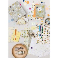 Paper Patch Papierbogen Punkte blau-gold 30x42cm