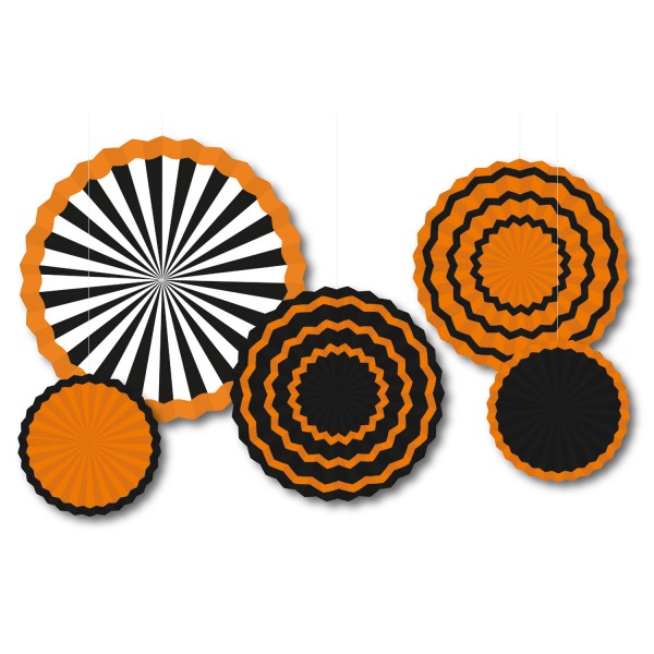 5 Halloween Papier-Rosetten