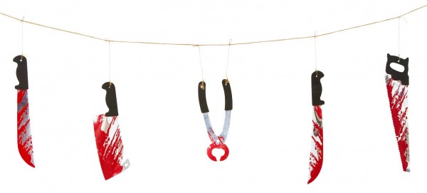 Blutverschmiertes Werkzeug Halloween Girlande 180cm
