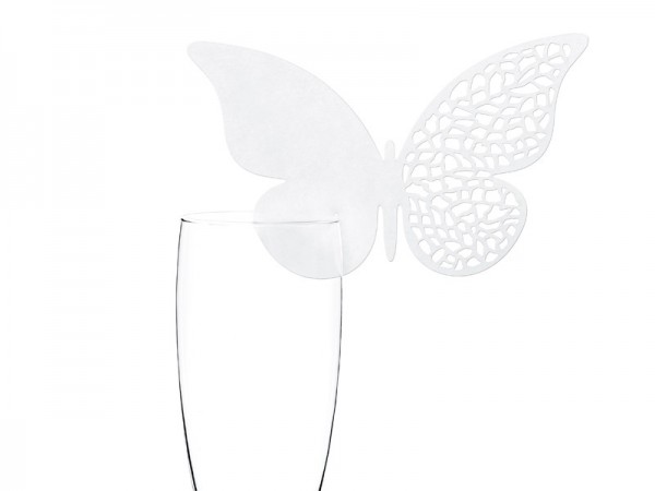 10 Papier-Untersätzer Weiß Schmetterling-Stanz 2