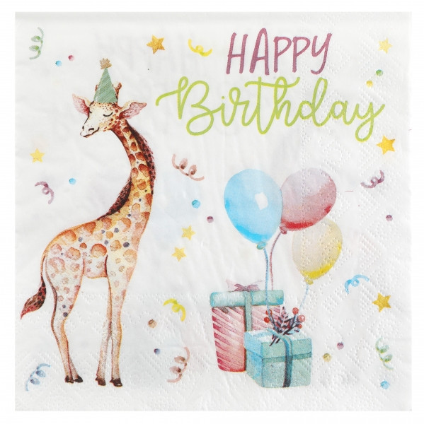 20 Zookinder Birthday Servietten 33cm