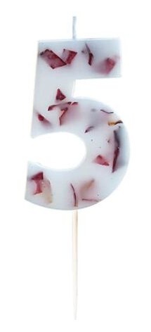 Rosenblüten Zahl 5 Tortenkerze