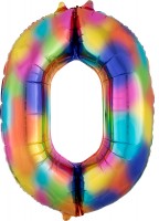 Regenbogen Zahl 0 Folienballon