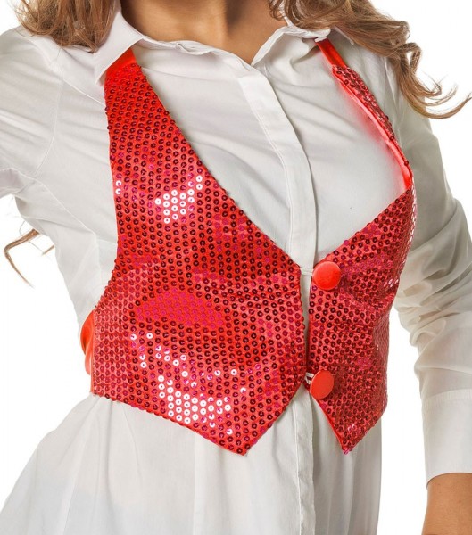 Mini Damen Pailletten Weste Rot