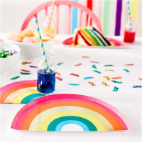 12 Regenbogen Pappteller 23,5cm