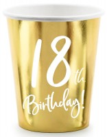 6 Glossy 18th Birthday Becher 220ml