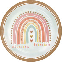 Vorschau: 8 Boho Regenbogen Pappteller 23cm