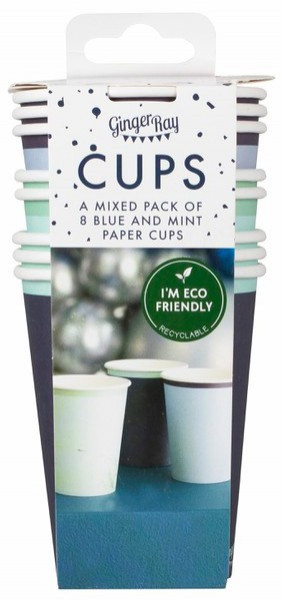 8 Mix Blue Eco Pappbecher 250ml 3