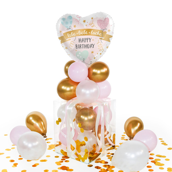 Balloha Geschenkbox DIY Birthday lebe liebe lache XL