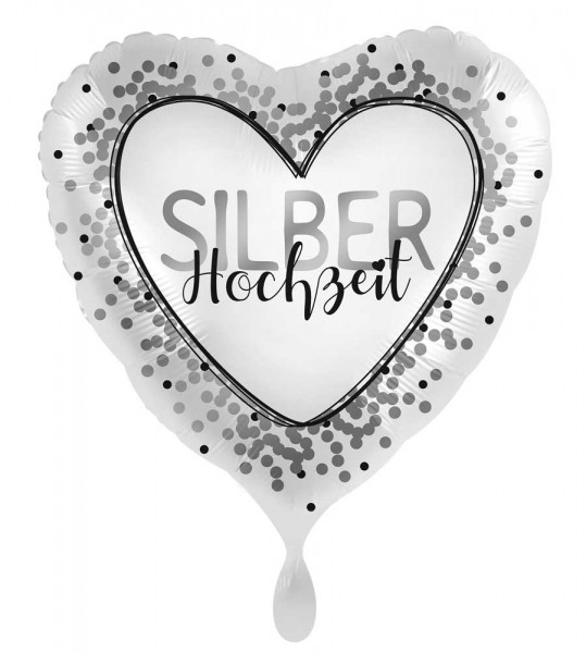 Silberhochzeit Herz Folienballon 45cm