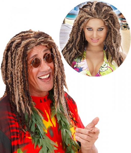 Blond-Braune Rastafari Perücke Deluxe